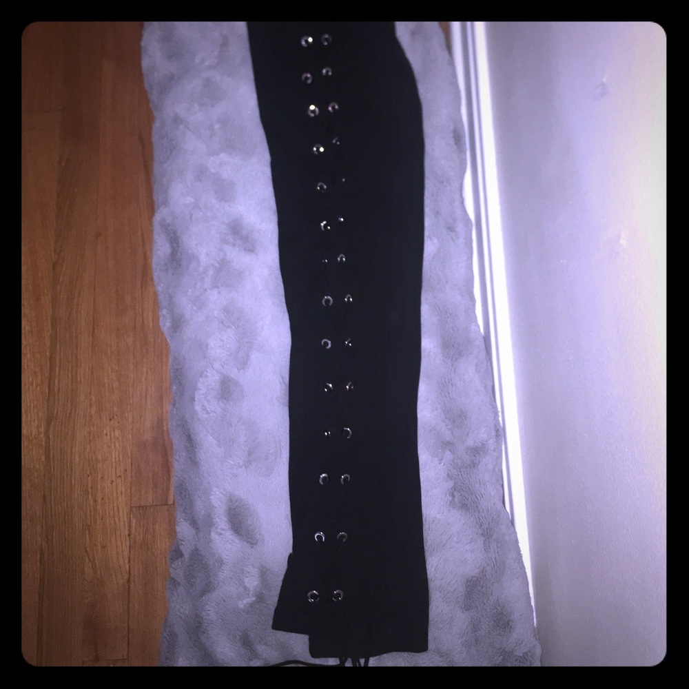 Nasty Gal Criss Crossed black high waisted pants